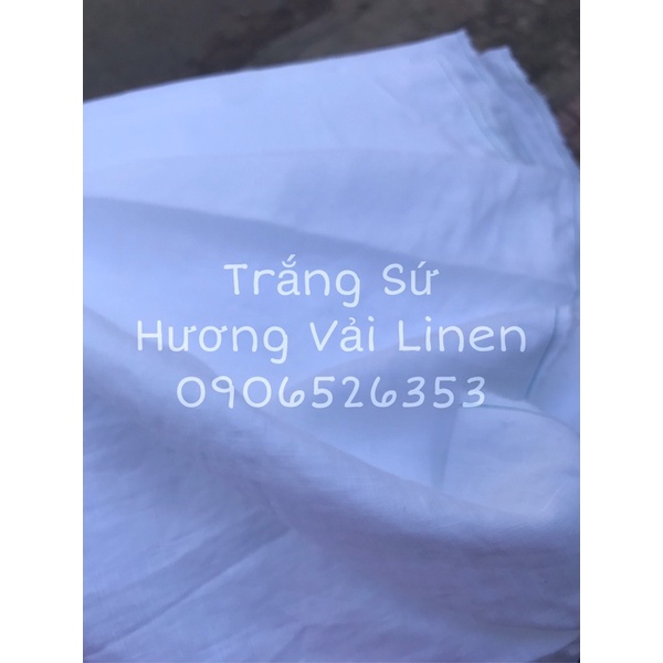 VẢI LINEN TƯNG PREMIUM MÀU TRẮNG SỨ ĐÃ WASH CN ( BX ) 