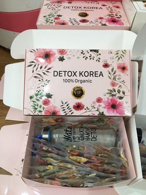 Vỏ hộp Detox, bìa cứng dạng gấp Vali, kích thước tiêu chuẩn đựng được Detox và bình