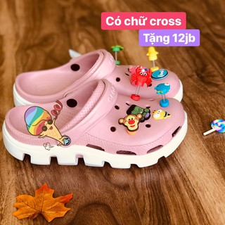 (Dép cá sấu+4sticker+sẵn) Dép sục hồng đế trắng tặng sticker, có in chữ