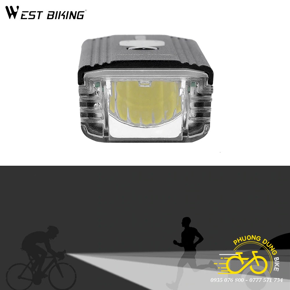 Đèn chiếu sáng xe đạp kèm còi có đèn nháy 2 bên WEST BIKING