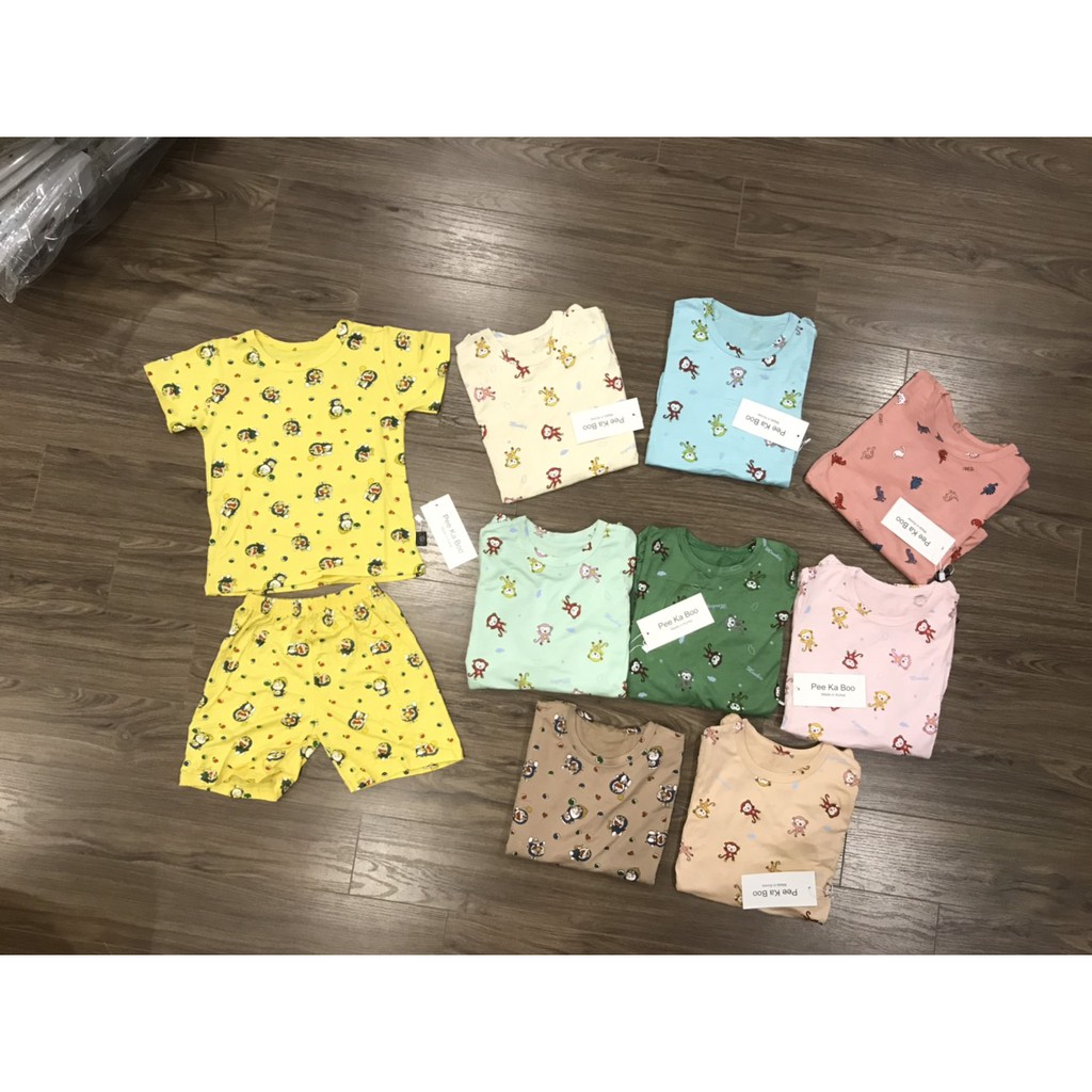 Bộ cộc tay thun lạnh chính hãng, Bộ thun cộc nhiều màu cho bé PeeKaBoo Hàn Quốc