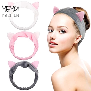 Băng Đô Tai Thỏ Ba Chiều Bằng Vải Flannel Phong Cách Hàn Quốc Dành Cho Nữ Rửa Mặt