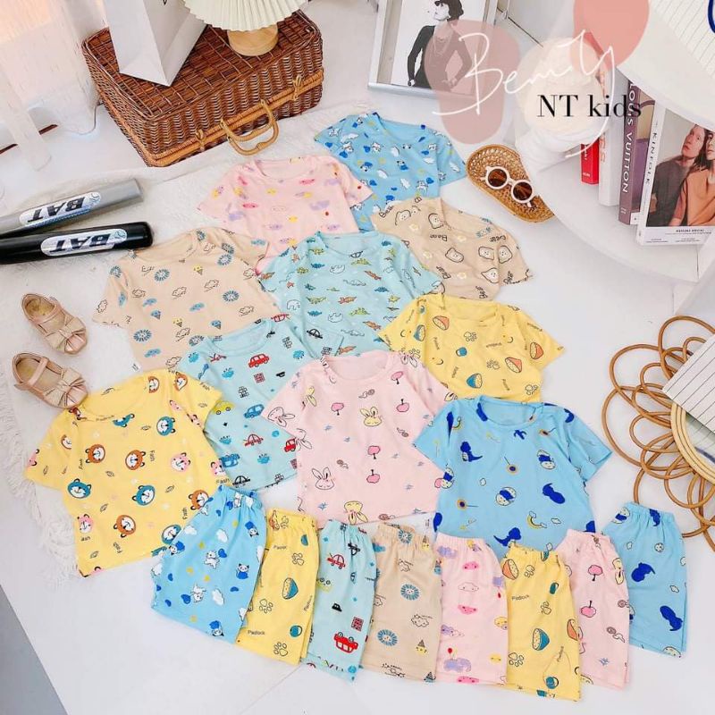 Bộ Cộc Tay THUN LẠNH MINKY MOM 5 Màu In Hình Toàn Thân Dễ Thương Cho Bé từ 7 - 17 kg Quynhchikids_shop