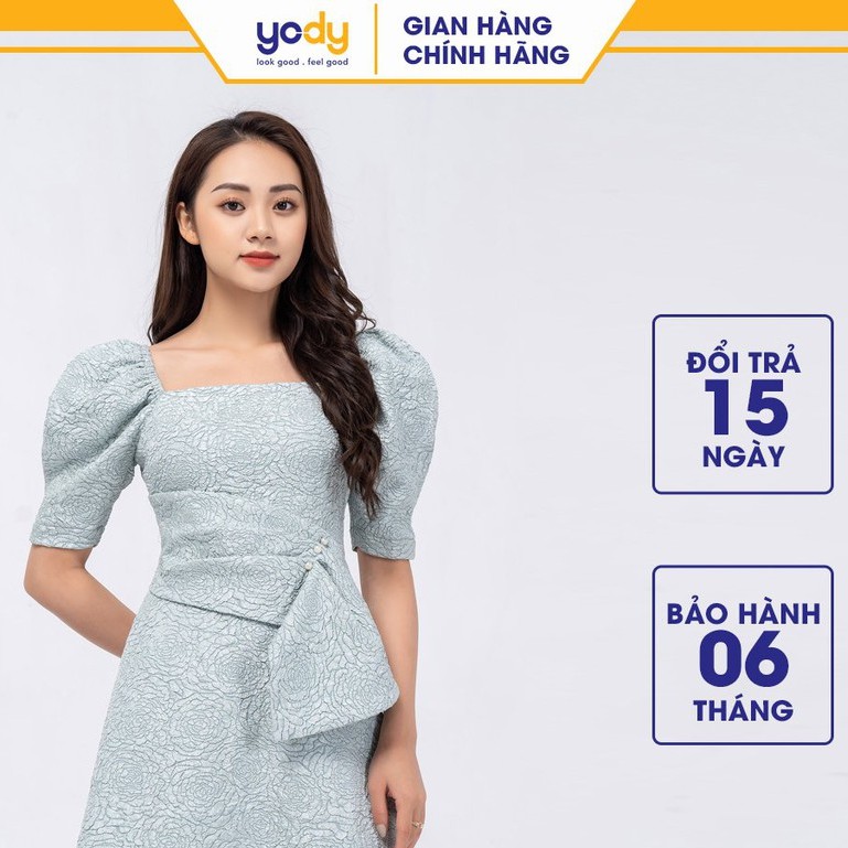 Đầm YODY cổ vuông Váy dáng xòe kẹp nơ Siêu xinh VAN4090