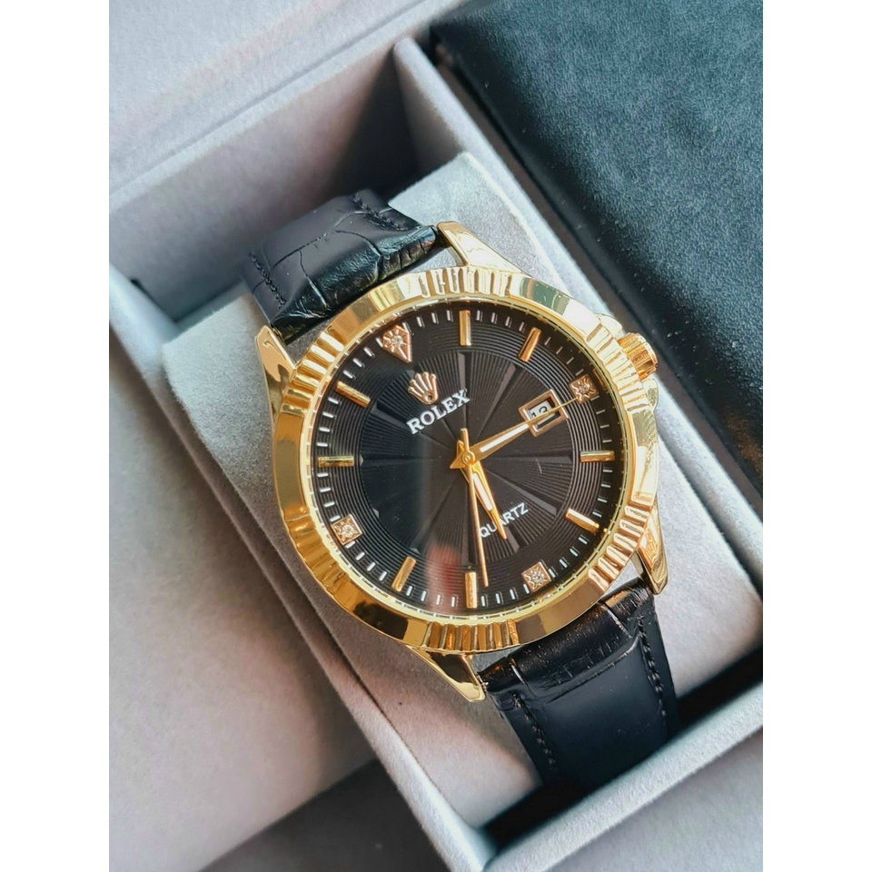 Đồng Hồ Rolex Nam Dây Da Viền Băm Cao Cấp Thời Trang Có Lịch Ngày Giá | BigBuy360 - bigbuy360.vn