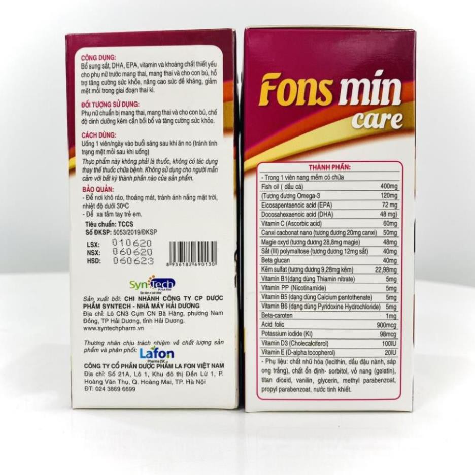[CHÍNH HÃNG] Bổ sung DHA, EPA, Vitamin và khoáng chất cho bà bầu - Fons Mincare 30 viên | BigBuy360 - bigbuy360.vn