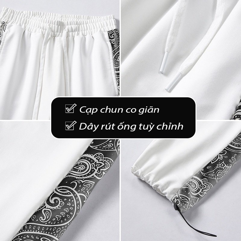 Quần Jogger họa tiết Paisley Badana ống rộng,vải thun cotton 4 chiều nam nữ DONNA OFFICIAL
