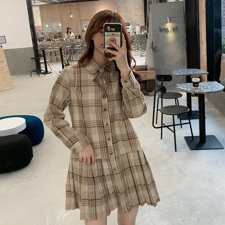 Áo Sơ Mi Dáng Rộng Kiểu Đuôi Cá Họa Tiết Sọc Caro Phong Cách Retro Size L-4xl