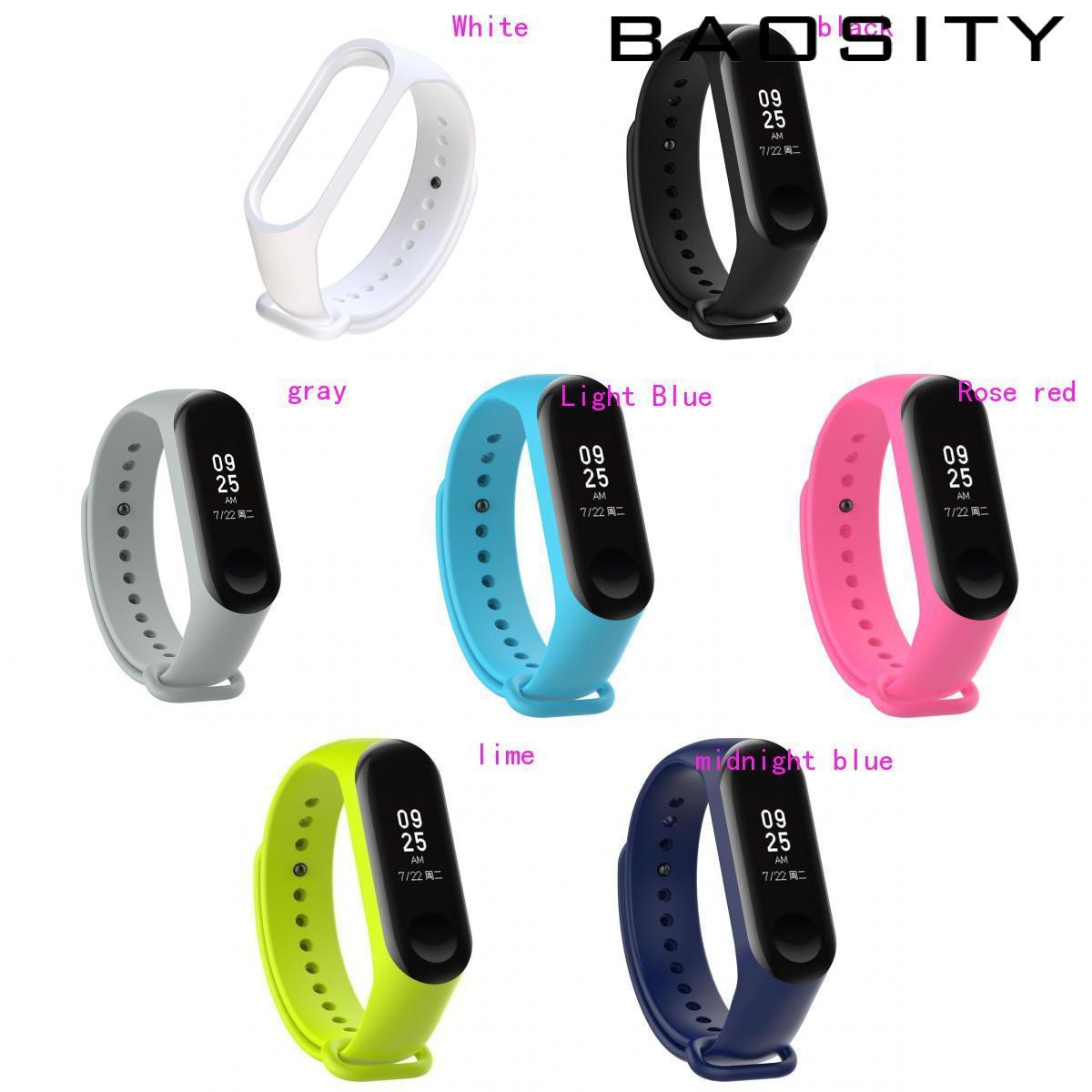 Dây Đeo Thay Thế Chất Liệu Silicon Màu Trơn Cho Xiaomi Mi Band 3