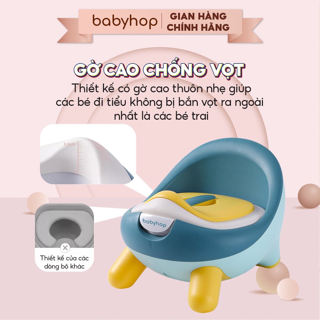 Bô Sò cho bé đi vệ sinh có nắp đậy Babyhop phù hợp với trẻ em 6 tháng đến 5 tuổi chống trơn trượt có chỗ dựa