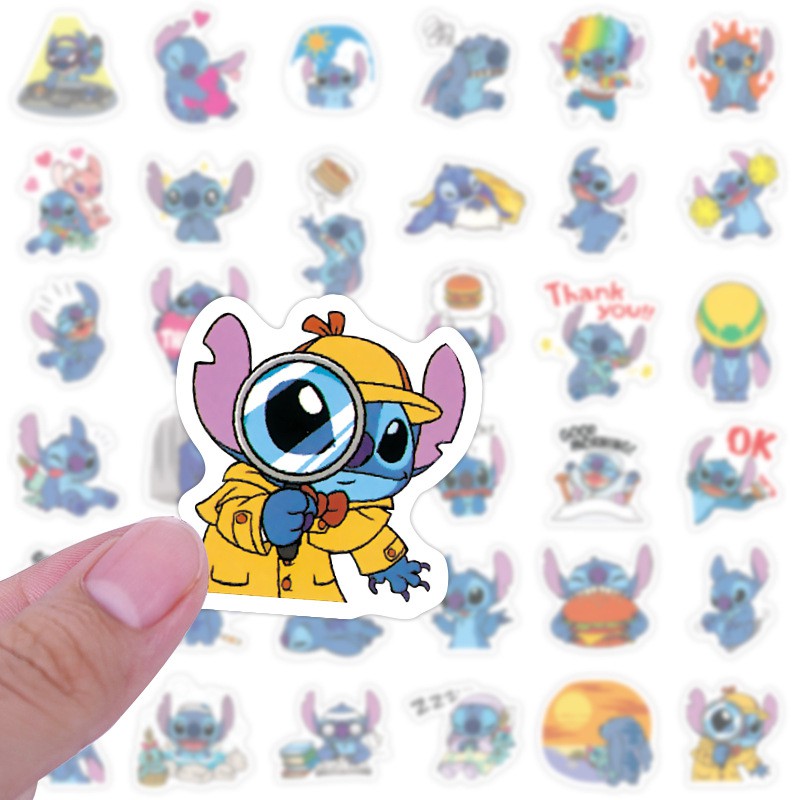 Y&P| Hình Dán Chống Nước Lilo & Stitch Phim Hoạt Hình Mũ Bảo Hiểm Máy Tính Xách Tay Hành Lý Dán Thiết Lập, 50 tờ