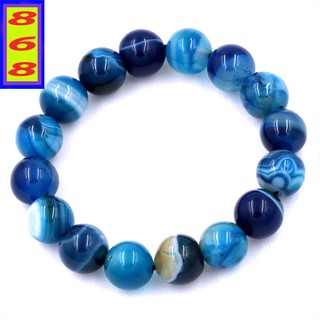 Chuỗi hạt đeo tay TA Xanh Biển Sọc size 12 ly - hợp mệnh Mộc, mệnh Thủy