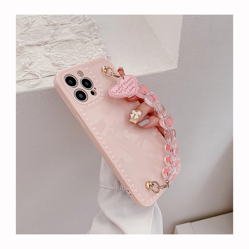 Ốp điện thoại TPU có dây chuỗi trái tim thích hợp cho Iphone 13 Pro Max 12 Pro Max 11 Pro Max Xs Max Xr X 7 8+ 6 6s+