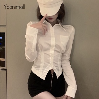 Áo sơ mi trắng tay dài ôm eo phong cách thời trang Hàn Quốc thiết kế quyến rũ