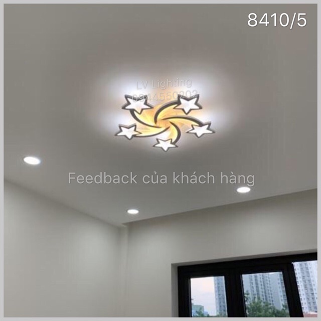 Đèn Trần Trang Trí Phòng Khách Hình Ngôi sao 5 Cánh - Bóng Đèn Led Siêu Sáng - Khung Thép Sơn Tĩnh Điện - Mã 8410/5