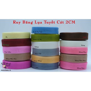 RUY BĂNG LỤA TUYẾT CÁT 2CM - Cọc 5 cuộn