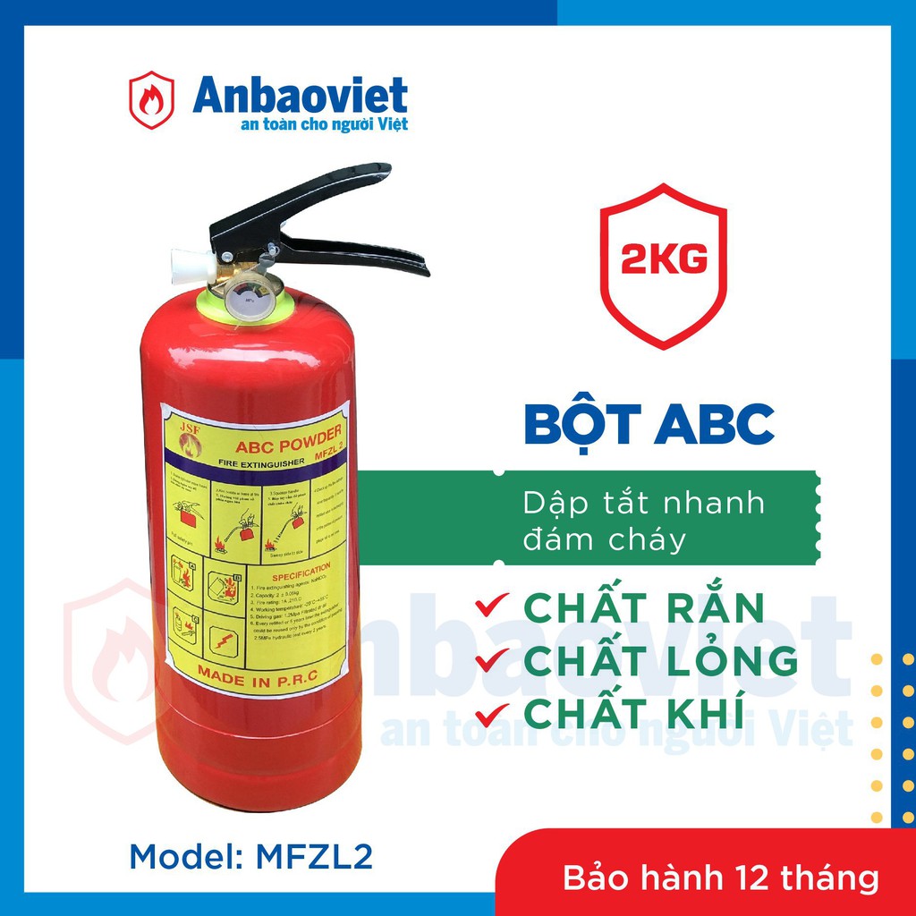 Bình chữa cháy bột ABC 2kg – MFZL2