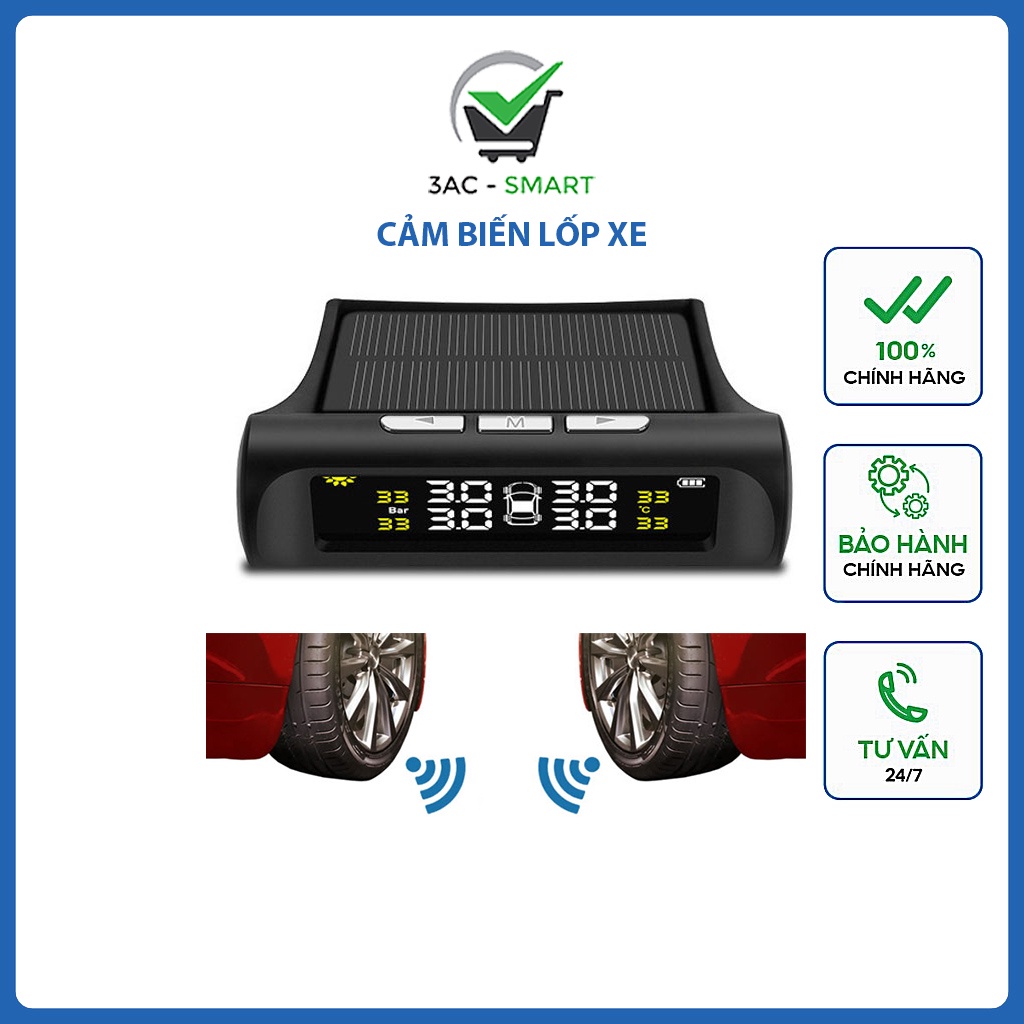Cảm biến áp suất lốp ô tô TPMS chống nước sạc năng lượng mặt trời - 3AC