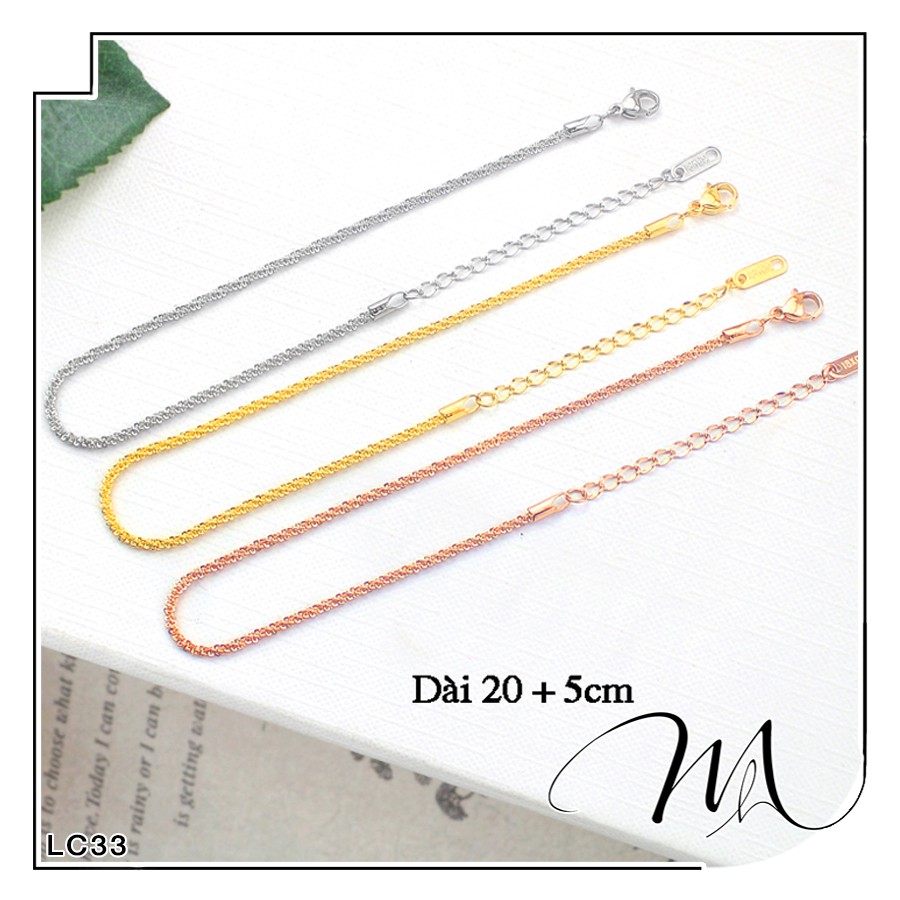 Lắc chân nữ Titan không gỉ dây trơn xoắn xù đơn giản không mặt - Măng's House LC33