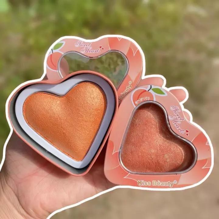 Phấn Má Tone Cam Nhũ Kiss Beauty Sweet Heart Blush Trái Tim Hộp Thiếc No.83155 | BigBuy360 - bigbuy360.vn