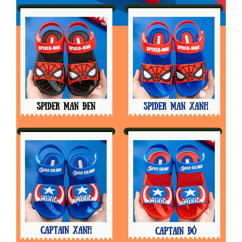 Dép Sandal SPIDERMAN CAPTAIN USA cho bé trai siêu nhân MỸ người nhện