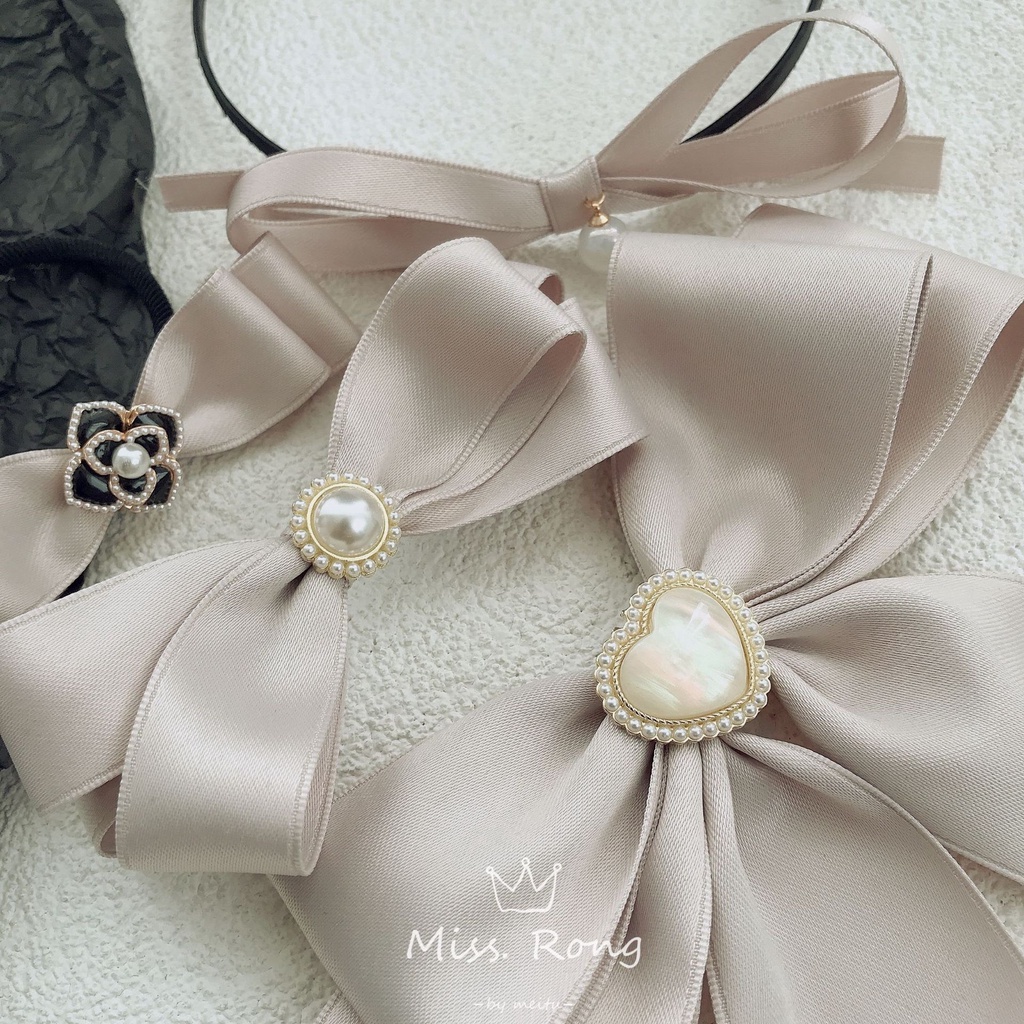 Combo Bờm tóc, kẹp nơ, Cặp tóc, Băng đô Carla màu Hồng Pastel phong cách tiểu thư