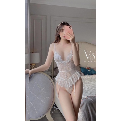 BODYSUIT / JUMSUIT / BỘ LIỀN THÂN REN HOA KÈM KẸP TẤT GỢI CẢM - HÀNG CAO CẤP - MÃ B6