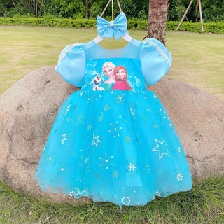 Váy elsa kèm bờm bé gái