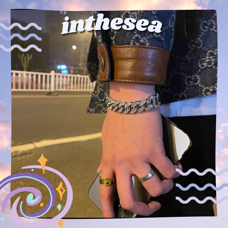 Vòng Titan Curban đính đá cho nam