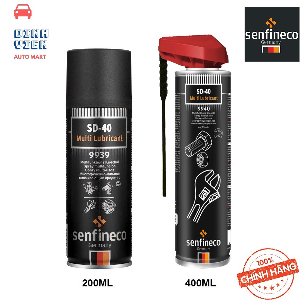 Bôi Trơn, Làm Sạch và Bảo Vệ Bề Mặt Chi Tiết Senfineco 9940 – 400ML SO-40 Multi Lubricant Smart , chống ăn mòn hiệu quả.