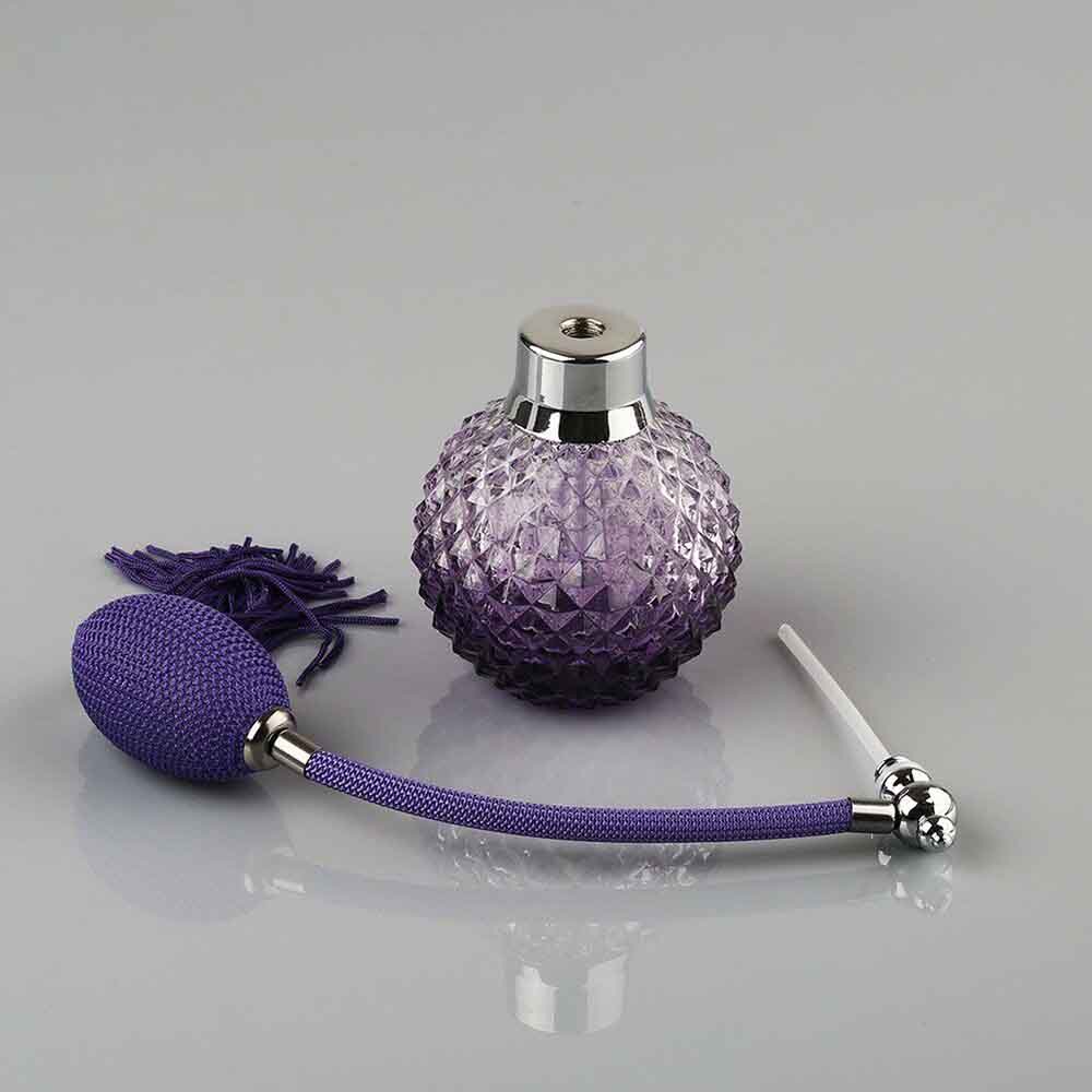 Vintage 100ml Crystal Perfume Bottle Purple Spray Atomizer Refillable Glass Gift