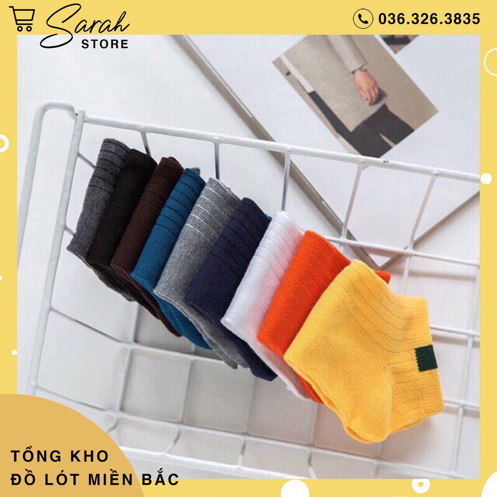 Set 10 Đôi Tất Gân Vintage Cổ Ngắn Kháng Khuẩn (Nhiều Màu)