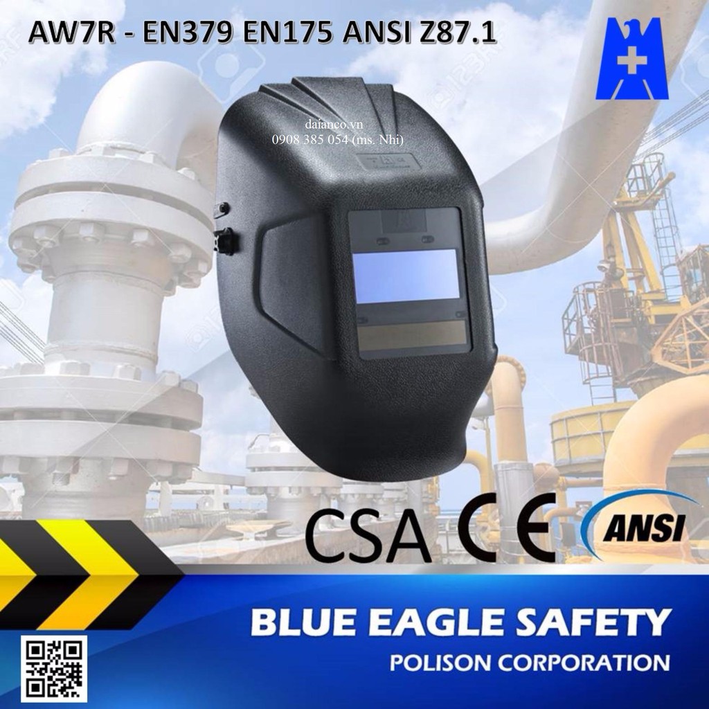 [HCM][Sale] Mặt nạ hàn tự động chống tia hồng ngoại, cực tím Blue Eagle AW7R - Hàng chính hãng- Có sẵn