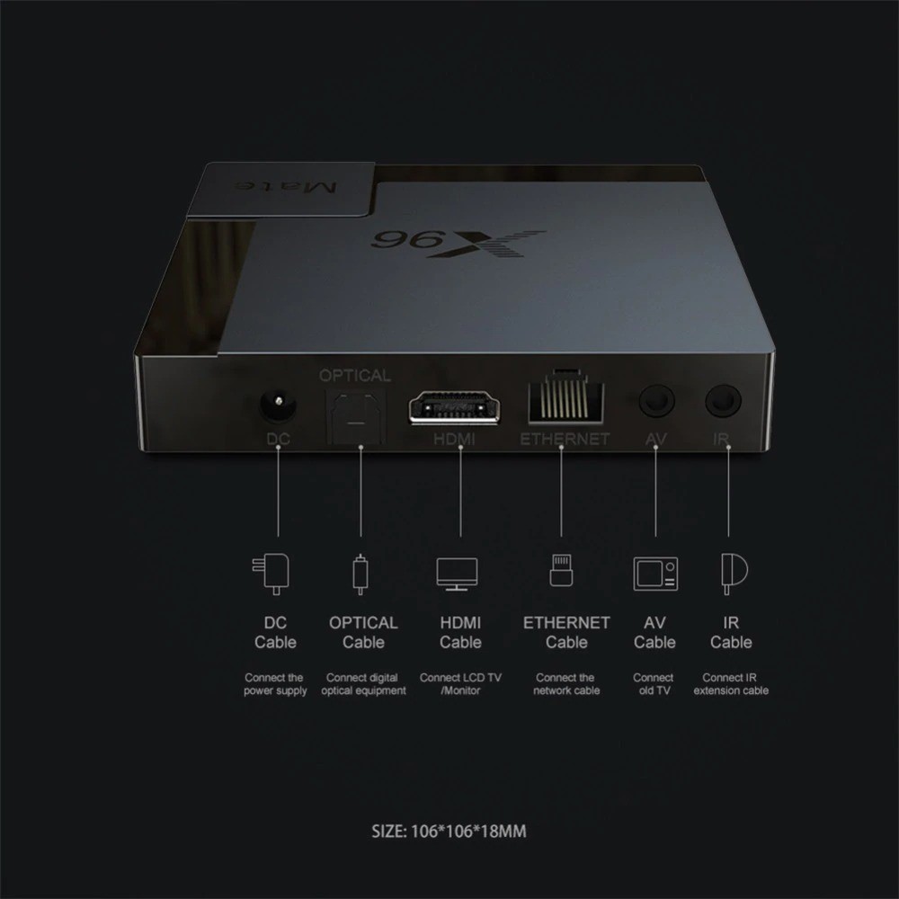 Android Tivi Box X96 Mate Bluetooth Ram 4G Rom 32G Android 10 cài sẵn bộ ứng dụng giải trí miễn phí vĩnh viễn