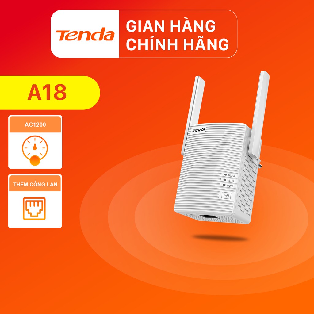 Tenda Bộ kích sóng Wifi A18 Chuẩn AC 1200Mbps Hãng phân phối chính thức