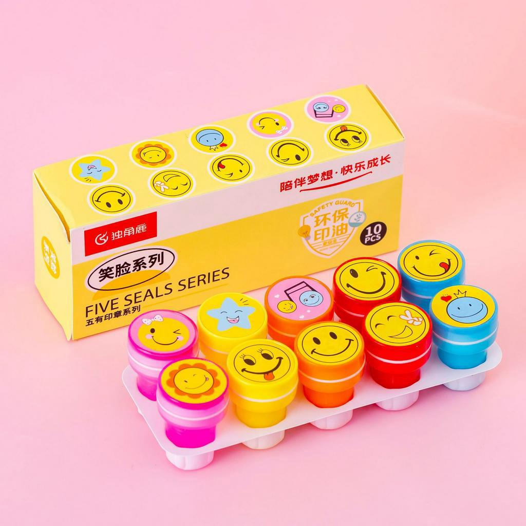 Dấu khen thưởng học sinh tiểu học / mầm non văn phòng phẩm - Hộp 10 dấu - dấu khen cho bé đồ dùng học tập - MIYABI STORE