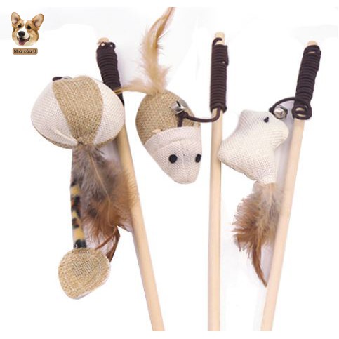 Đồ Chơi Cho Mèo - Cần Câu Mèo Bằng Gỗ