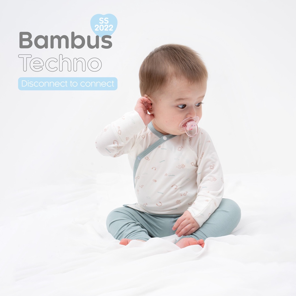 [CHÍNH HÃNG] Bộ quần áo dài tay cài chéo Bambus Techno trẻ em Bu