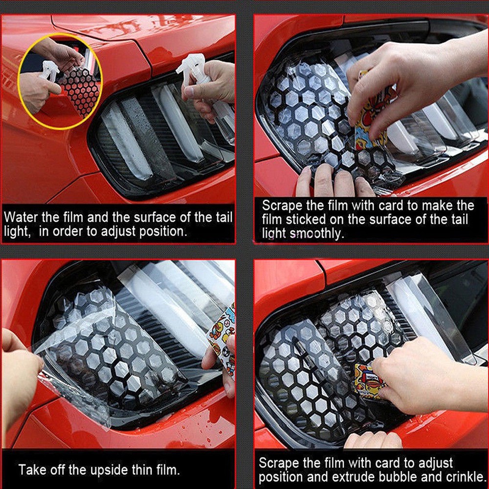 Car paster 6 pcs Honeycomb Shaped Stickers Cover Car Rear Tail Light Cover Decoration for Ford