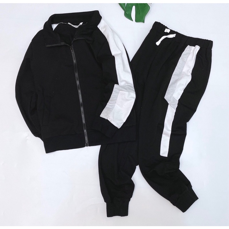 Bộ thu đông thể thao bé trai bé gái chất nỉ da cá xuất dư