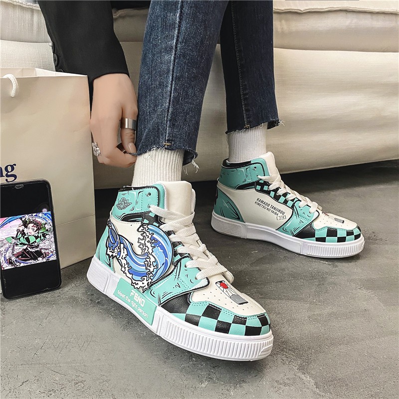 Giày Thể Thao Cổ Cao Họa Tiết Hoạt Hình Size 35-44 Demon Slayer # Air Force 1