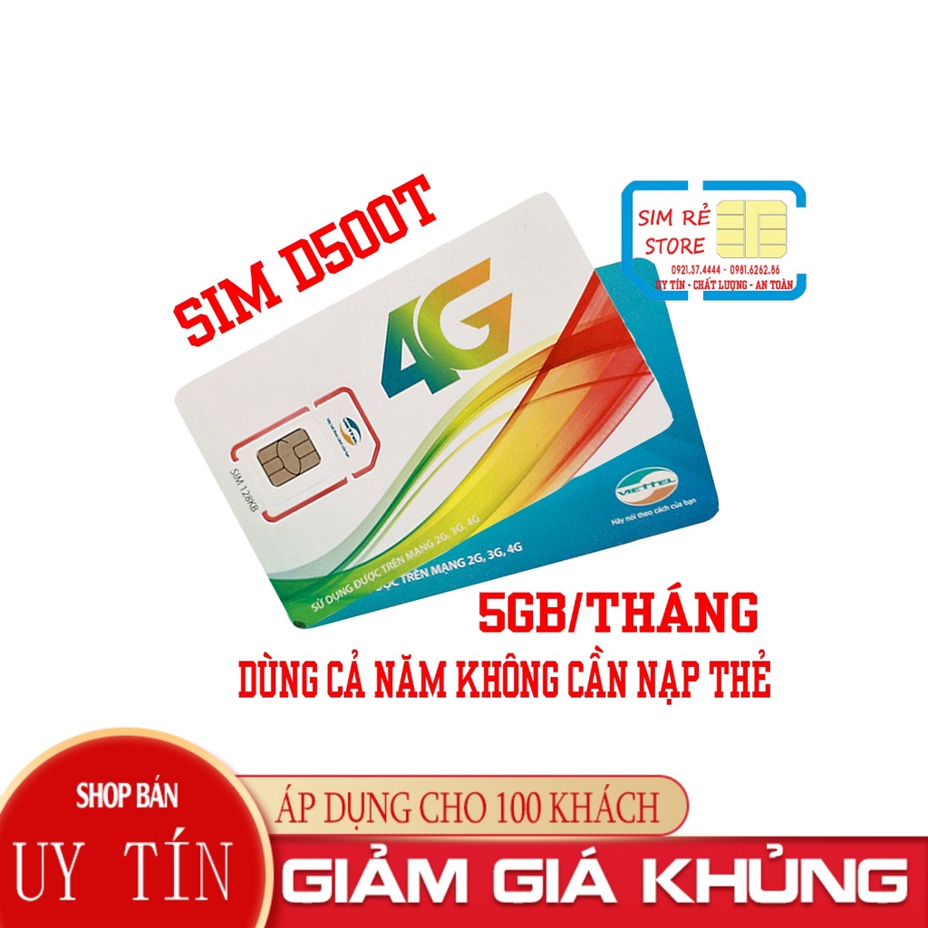 [SIM DATA] Sim 4G Viettel D500T Vào Mạng Cả Năm Không Cần Nạp Thẻ