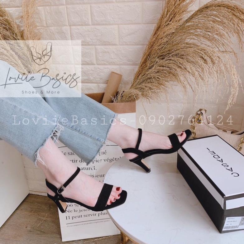 🐐 SANDAL CAO GÓT LOVIIE BASICS - GIÀY SANDAL 5 PHÂN ĐẾ VUÔNG QUAI MẢNH CÔNG SỞ LOVIIEBASICS G200714