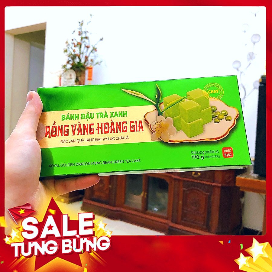 BÁNH ĐẬU XANH TRÀ XANH 170g - RỒNG VÀNG HOÀNG GIA - vị matcha chuẩn nhật bản