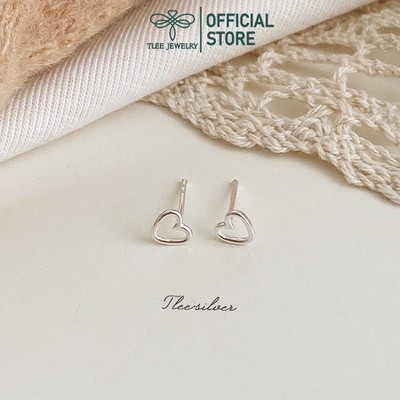 Khuyên tai bạc nữ TLEE hình khối trái tim nhỏ mini xinh xắn TLEE JEWELRY B0356