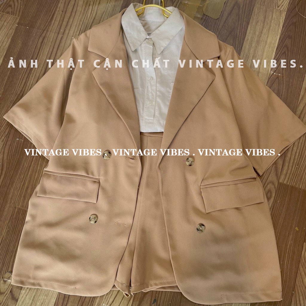 Set áo blazer vest tay lỡ kèm quần short - Ảnh thật cận chất 1000% | BigBuy360 - bigbuy360.vn