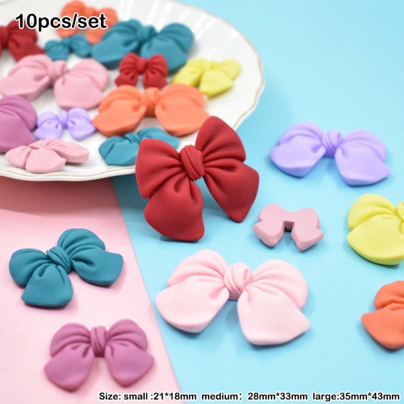 Set 10 nơ nhựa resin đính trang trí quần áo/ điện thoại thủ công