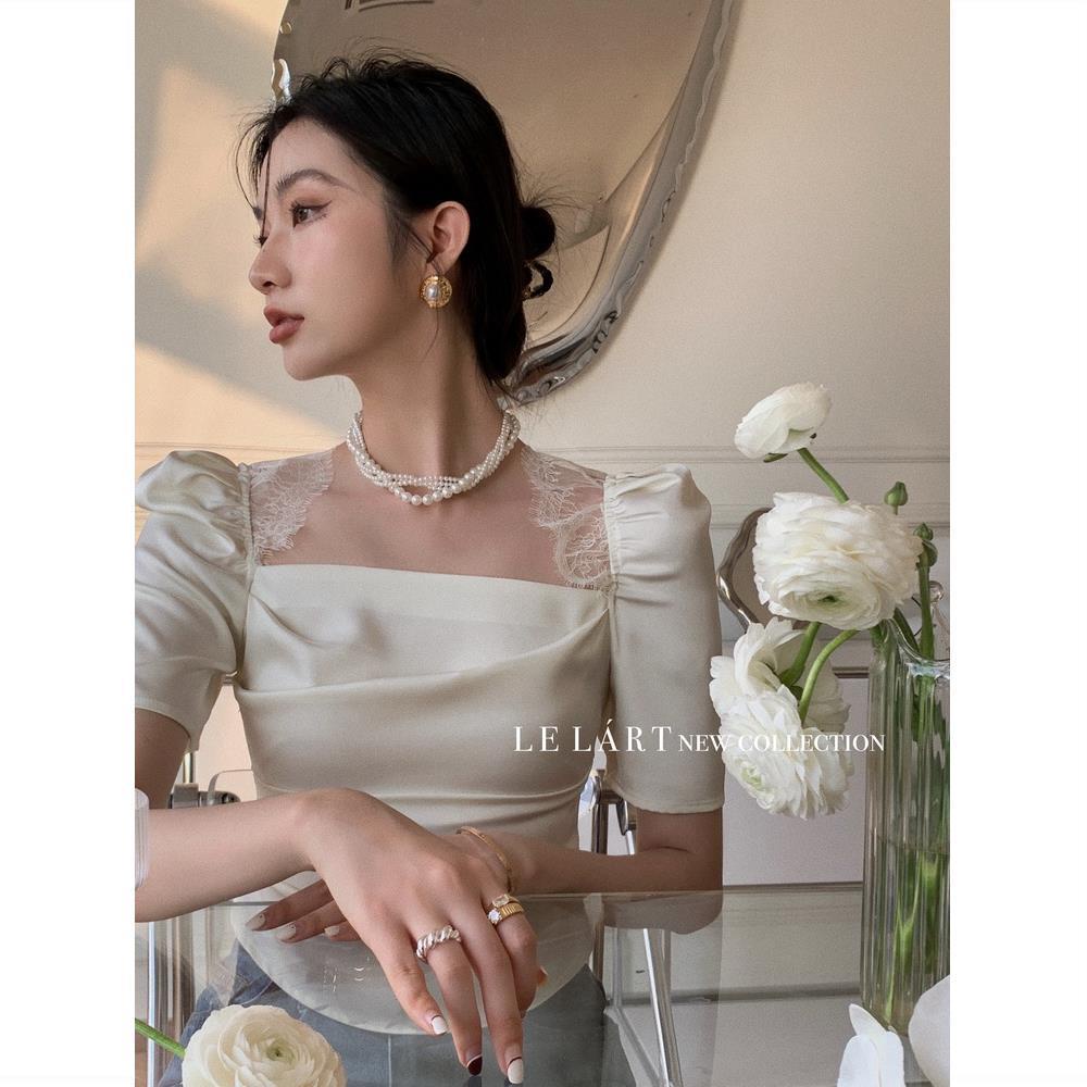Áo Sơ Mi Chiffon Tay Phồng Xếp Ly Ôm Dáng Phong Cách Hàn Quốc Mới