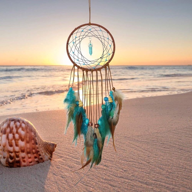 [ Làm Sẵn ] Dreamcatcher trang trí xanh nâu