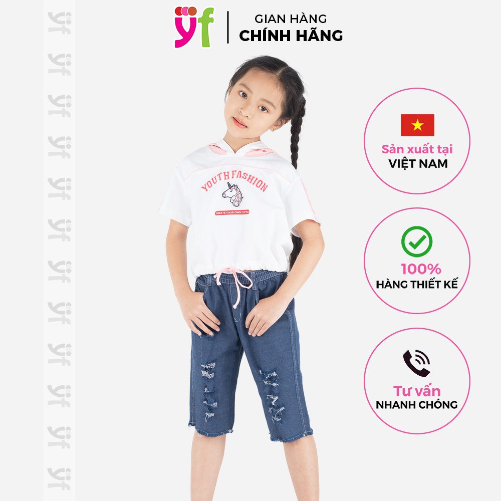 Quần jeans lửng YF wash bụi cá tính, YQX030-1, có thun co giãn thoải mái